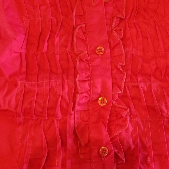 Antilia Femme red tuxedo like ruffle front top - Picture 5 of 6
